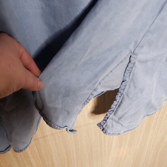 Zac & Rachel Womens Blue Lyocel Asymmetrical Button Down Shirt Large - Picture 3 of 7